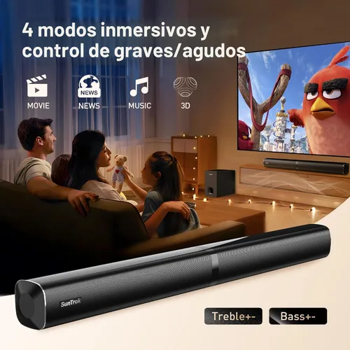 Miniatura 6 de Barra de sonido con subwoofer para TV, sistema de altavoces Bluetooth 5.3 con 2 micrófonos inalámbricos de karaoke, audio de sonido envolvente