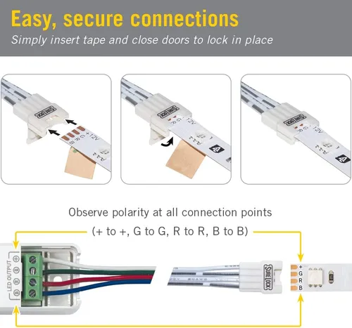 Miniatura 2 de Armacost Lighting SureLock 760821 - Conector de cinta LED RGB a cable, paquete de 3
