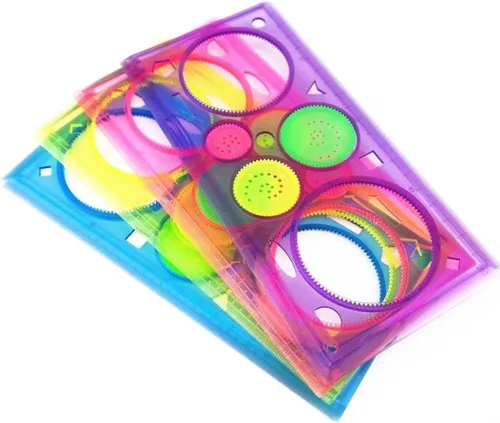 yueton Juego de plantillas de dibujo de pintura de dibujo lavable de plástico colorido transparente de 4 piezas para manualidades infantiles,