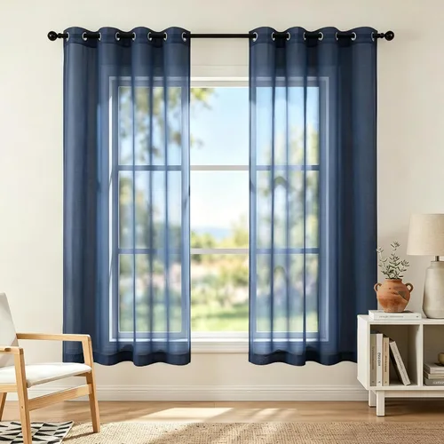 Miniatura 37 de KOUFALL Cortinas traslúcidas de 120 pulgadas de 2 paneles con ojales, juego extra largo de 10 pies de largo, cortinas altas para ventana grande, 52