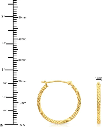 Miniatura 4 de Aretes de aro de tubo cuadrado trenzado de oro amarillo de 14 quilates, Oro amarillo