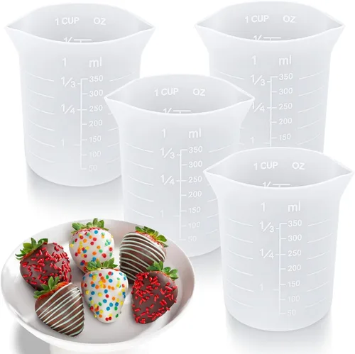 Miniatura 10 de Palksky Juego de tazas de silicona para derretir chocolate con 4 tazas medidoras de silicona (8.5 fl oz y 11.8 fl oz) y 4 espátulas resistentes al