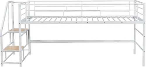 Miniatura 6 de Merax Base de cama baja de metal junior para niñas y niños, ahorro de espacio/fácil de montar, color blanco