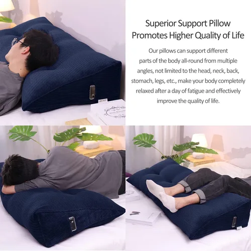 Miniatura 6 de Almohada de cuña triangular para cabecero, cojín de pana para sofá cama, respaldo grande, almohada de lectura, posicionamiento lumbar tapizado