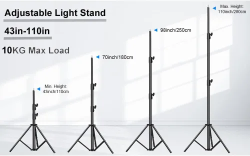 Miniatura 4 de Soporte de luz resistente de 9.2 pies/110.2 in, 22.0 lbs, resorte de carga máxima, soporte de luz de aluminio acolchado para fotografía con tornillo