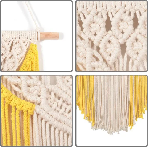 Miniatura 3 de RLoncomix Macramé para colgar en la pared, decoración de pared tejida de algodón, bohemio, elegante, tapiz de macramé para dormitorio, sala