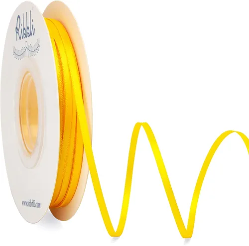 Miniatura 18 de Ribbli - Cinta de satén de doble cara dorada, 1/8 pulgadas x 50 yardas, uso para ramo de lazos, envoltura de regalos, decoración de tarjetas