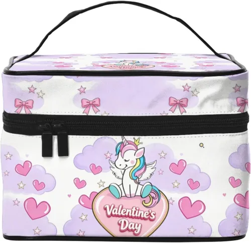 Miniatura 7 de Bolsa de maquillaje con asa, estuche de cosméticos con cremallera, bolsa de aseo portátil de viaje para mujeres y niñas, duradera, 1 Foto