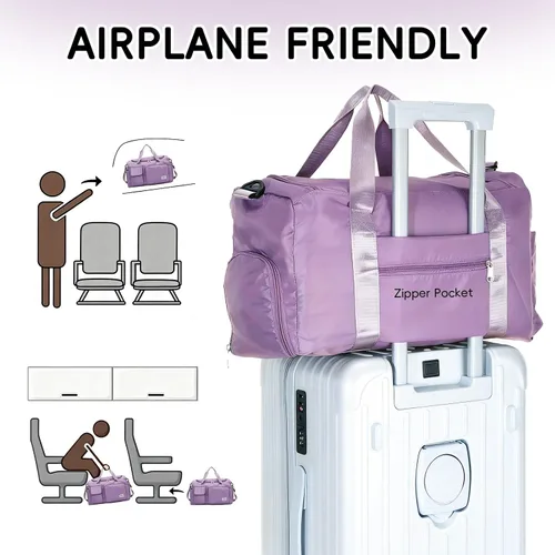 Miniatura 5 de Oweisong Bolsa deportiva de gimnasio para mujeres y hombres, bolsa de viaje para el fin de semana, bolsa de mano con compartimento para zapatos