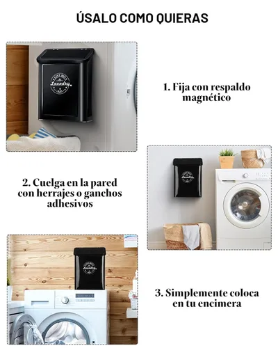 Miniatura 4 de SACREDAY Contenedor magnético de pelusa para organización y almacenamiento de lavandería con cepillo, para colgar en la pared, para decoración