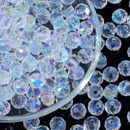 Miniatura 8 de 100 cuentas de cristal de bicona facetadas AB transparentes pequeñas y sueltas espaciadores para pulseras, manualidades, suministros de fabricación