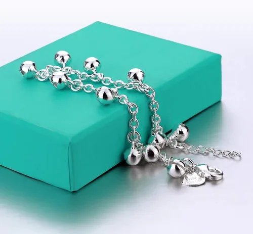 Miniatura 9 de H&Beautimer Tobillera de plata de moda con linda cadena de pie de campana para mujer, pulsera de tobillo de playa con cierre de langosta ajustable