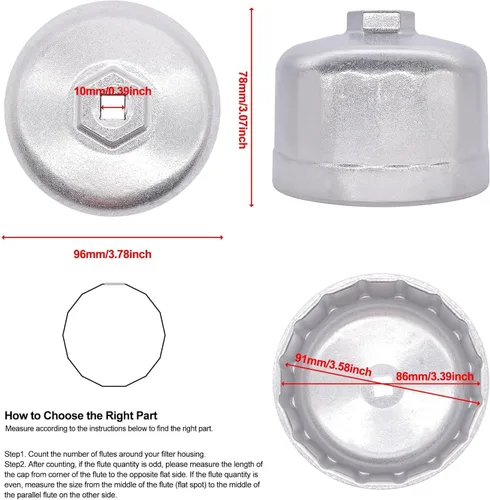 Miniatura 3 de 86mm 16 hélices Llave de filtro de aceite, herramienta de extracción de tapa de filtro de aceite, compatible con Volvo, BMW 128I, 135I, 135IS, 228I