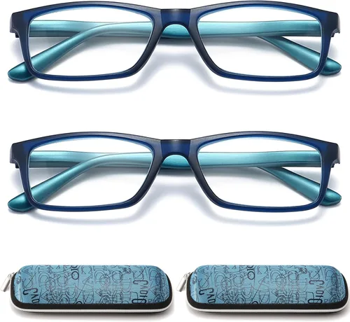 Miniatura 10 de Lentes de lectura con bloqueo de luz azul para hombres y mujeres, marco rectangular, lectores de computadora con bisagra de resorte