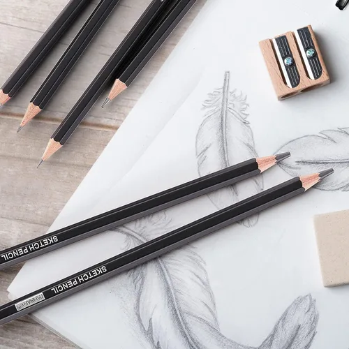 Miniatura 8 de PANDAFLY Juego de lápices de dibujo profesional, 12 lápices de grafito (14B a 2H), ideal para dibujar arte, bocetos, sombreado, lápices de artista