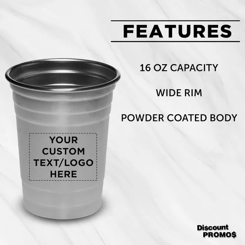 Miniatura 2 de Vasos de cerveza de acero inoxidable personalizados de 16 onzas, juego de 10/50/100, paquete personalizado a granel, perfecto para fiestas
