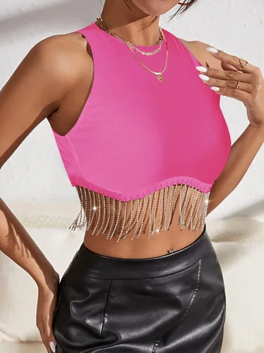 Miniatura 3 de Milumia Camiseta corta sin mangas con cuello redondo y cremallera en la espalda para mujer