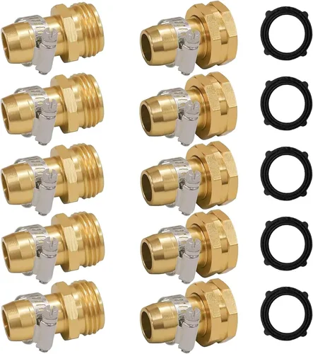 Hourleey Conector de reparación de manguera de jardín con abrazaderas, apto para manguera de jardín de 3/4 o 5/8 pulgadas, adaptador de manguera