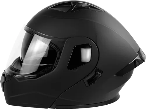 Miniatura 2 de Casco para motocicleta integral, negro mate, con certificación DOT, diseño abatible