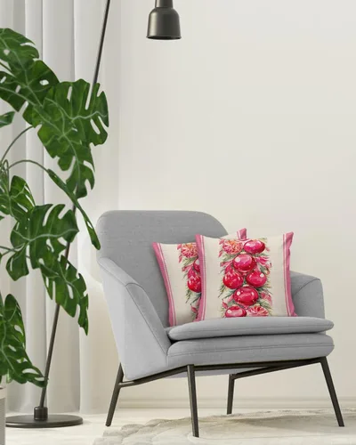 Miniatura 4 de Paquete de 2 fundas de almohada de algodón, diseño de bolas rosas de Feliz Navidad, cuadradas, suaves, decorativas, para sala de estar, dormitorio