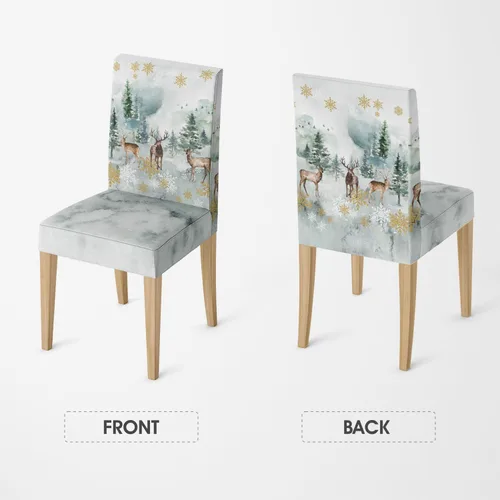 Miniatura 5 de Horaldaily 4 fundas navideñas para sillas de comedor, con tinta y ciervos lavados, elásticas, extraíbles y lavables, protector de silla