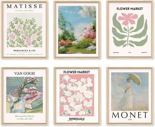 Miniatura 9 de QIAOMICS Impresiones de arte de pared de flores rosas del mercado, decoración de pared de Matisse linda y estética, pósteres de pared de exhibición
