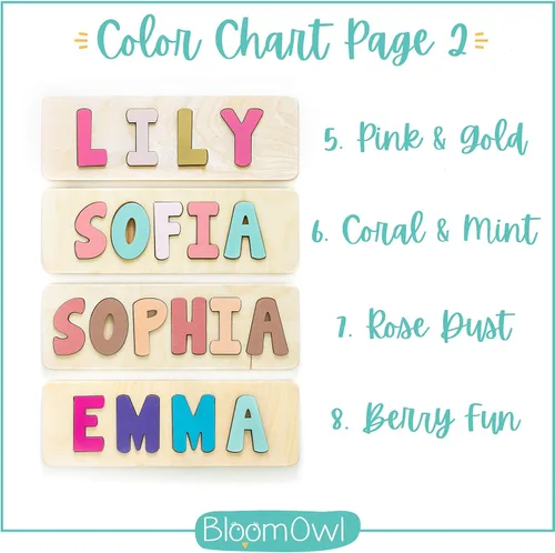 Miniatura 9 de Rompecabezas de madera personalizado con nombre para niños, hecho a mano en EE. UU. por Bloom Owl, regalos personalizados para bebés niños y niñas