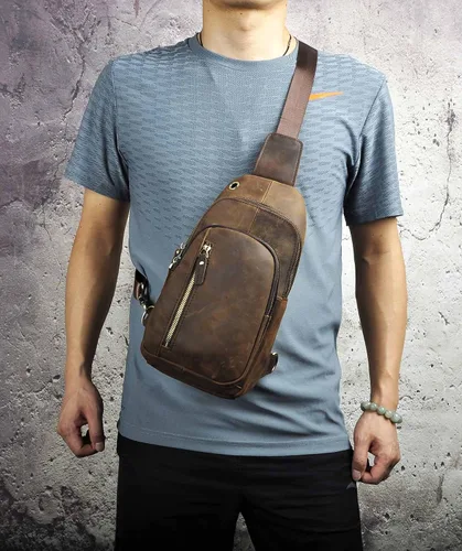 Miniatura 2 de Le'aokuu Bolso bandolera para hombre, estilo casual, para viajes, senderismo, té, para el pecho, con correa para el hombro, para hombre