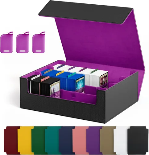 Miniatura 16 de Caja de almacenamiento de cartas UAONO para cartas de intercambio, estuche de cubierta de cartas PU de 1800+ para Commander, soporte de cartas