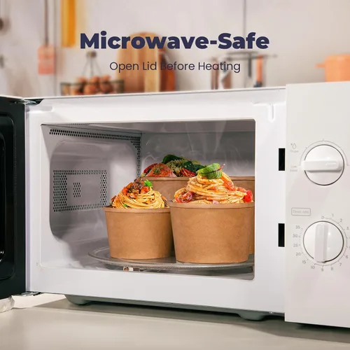 Miniatura 5 de Fit Meal Prep Paquete de 250 recipientes de sopa de papel kraft de 8 onzas con tapa ventilada, vasos de papel caliente o frío, recipiente