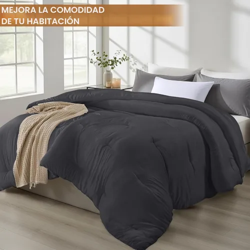 Miniatura 5 de Utopia Bedding Edredones tamaño Queen, relleno de edredón para todas las estaciones, edredón de plumón alternativo con pestañas en las esquinas, Gris