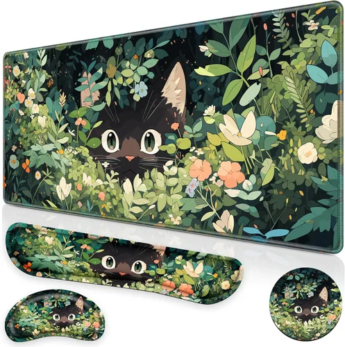 Miniatura 13 de Set de Alfombrilla de Ratón para Juegos Canjoy, 4-en-1 XXL Grande Alfombrilla de Ratón + Reposamuñecas para Teclado + Portavasos, (89.9×39.9 cm)