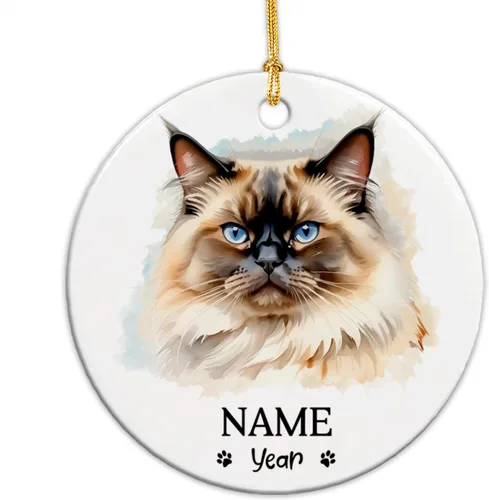 Miniatura 10 de Adornos de Navidad abisinios 2026, adorno de cerámica con nombre personalizado de gato, regalo de gato abisinio para hombres y mujeres, amantes