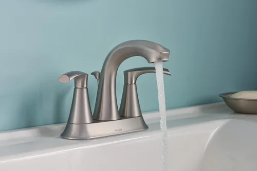 Miniatura 5 de Moen Graeden Spot Resist - Grifo de baño central de níquel cepillado de 2 manijas y 4 pulgadas