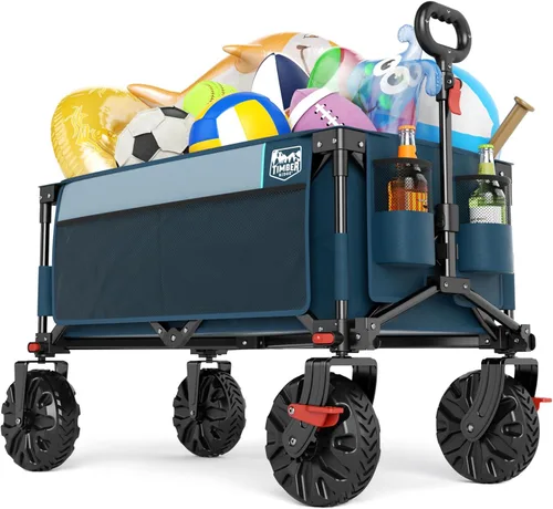Timber Ridge Vagón Plegable para Exteriores con Frenos Carrito Utilitario Plegable de Servicio Pesado Ruedas para Todo Terreno para Compras Camping