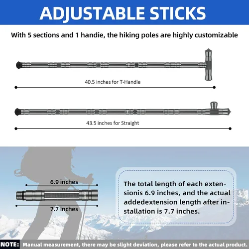 Miniatura 5 de aiGear G2 Tactical Hiking Stick, 5-Section Heavy Duty Walking Staff for Men Women, Aerospace-Grade Aluminum Alloy Trekking Poles with Integrated