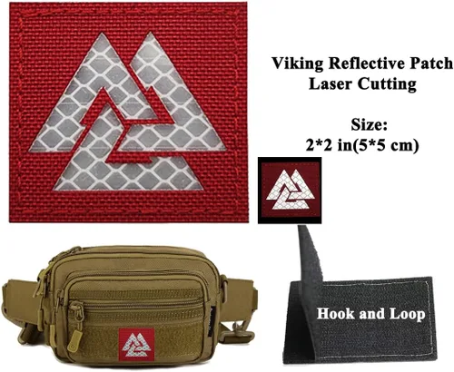 Miniatura 6 de AliPlus 16 parches vikingos – Vegvisir, Aegishjalmur, Valknut, lobo, cuervo, timón de asombro – Parche de PVC reflectante infrarrojo bordado