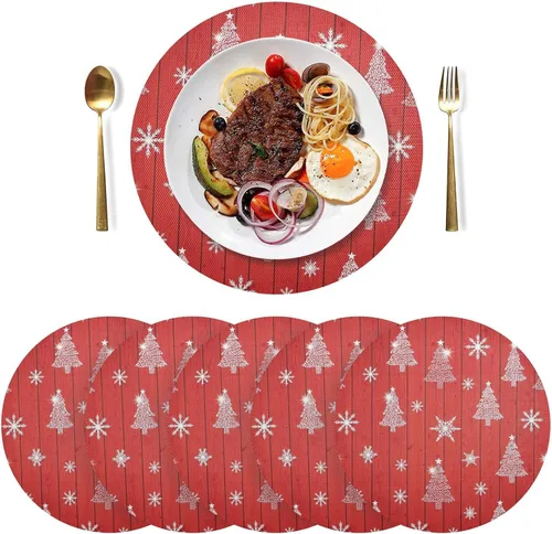 Miniatura 3 de Stylized Planket Christmas Trees Table Placemat, Non Slip Heat Resistant Place Mats for Dinner Table for Kitchen one sizex6