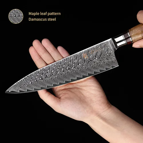 Miniatura 9 de Wakoli Juego de cuchillos de chef de Damasco con bloque magnético – Juego de bloque de cuchillos de cocina profesional de 5 piezas, cuchillas