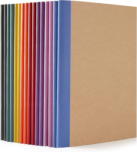 feela Paquete de 16 cuadernos de composición al por mayor, cubierta de papel kraft, páginas rayadas con renglones universitarios, diarios de 8