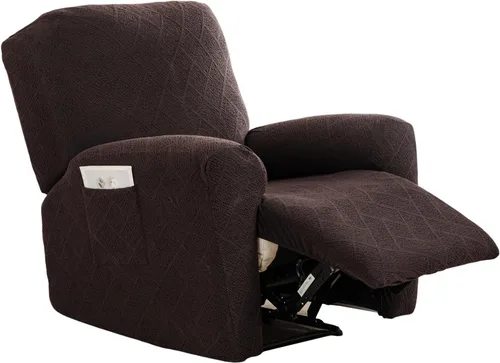 Miniatura 23 de CRFATOP Funda para sillón reclinable con estampado floral con bolsillos, funda única para sillón reclinable, 4 piezas, funda para sillón reclinable