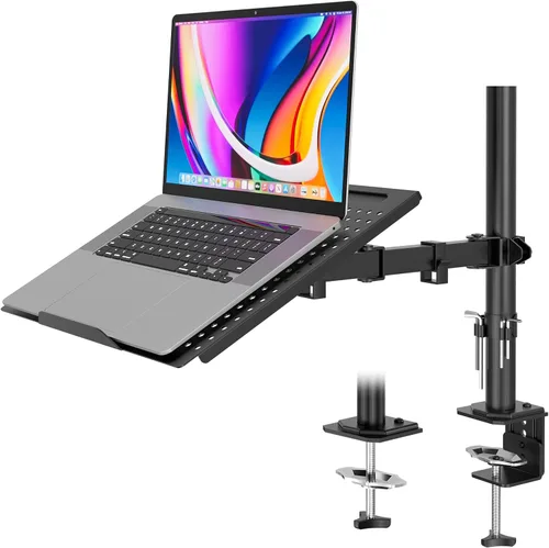 Miniatura 9 de Redbat Soporte de montaje para monitor y portátil, brazo de monitor totalmente ajustable con bandeja ventilada para pantallas LCD de 13" a 32