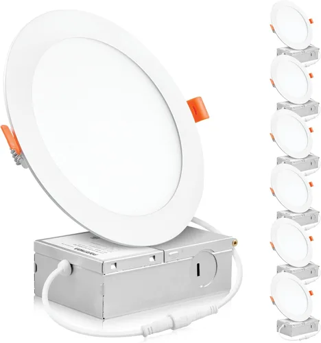 Miniatura 10 de PARMIDA - Paquete de 12 luces LED empotrables de 6 pulgadas regulables 5CCT ultrafina con caja de conexiones, 5 colores seleccionables