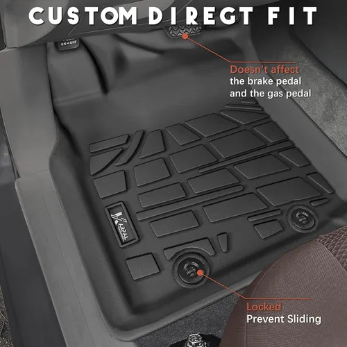 Miniatura 3 de KARPAL Alfombrillas de piso aptas para Toyota Tacoma 2005-2015 Doble Cabina (cobertura del espacio de los pies), revestimientos de piso de TPE