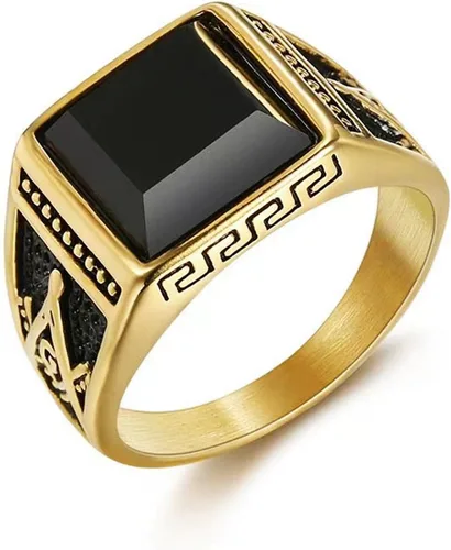LAIMIUMIU33 Anillo de piedra negra de corte cuadrado para hombre, estilo cubano, estilo ciclista 316, anillos de acero inoxidable, joyería punk, hip