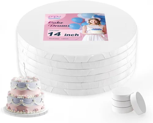 Miniatura 21 de Paquete de 4 tambores para pasteles de 8 pulgadas a prueba de grasa, tambor redondo sólido para tartas, suministros de decoración a prueba de Negro