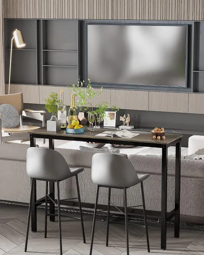 Miniatura 7 de Teraves Mesa de bar, mesa de bar con altura de barra, mesa de altura de mostrador con marco de metal resistente, mesa rectangular alta para cocina