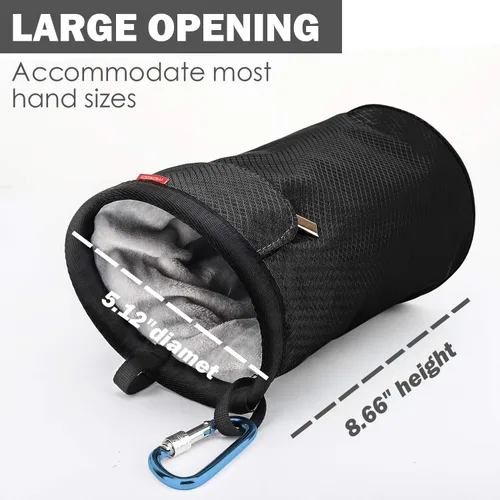 Miniatura 4 de Moko Rock Climbing Chalk Bag, Bouldering Chalk Pot Bucket with Adjustable Belt & Carabiner Drawstring Climbing Gear