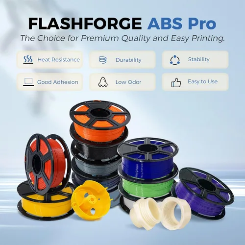 Miniatura 2 de FLASHFORGE ABS Pro Filamento 1.75mm Negro, Carrete de 1kg (2.2lbs) para Impresora 3D - Precisión Dimensional +/- 0.02mm, Deformación Térmica