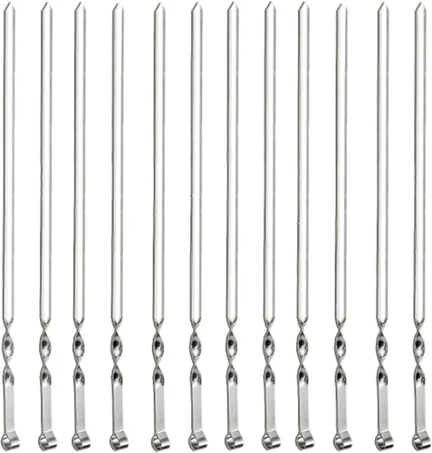 Miniatura 9 de Paquete de 12 brochetas Kabob para barbacoa, de acero inoxidable, resistentes, grandes, anchas, reutilizables, con mango de anillo antideslizante